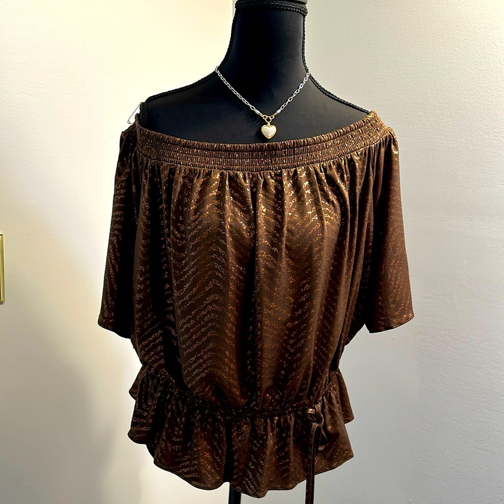 Elegant Brown Off-Shoulder Top